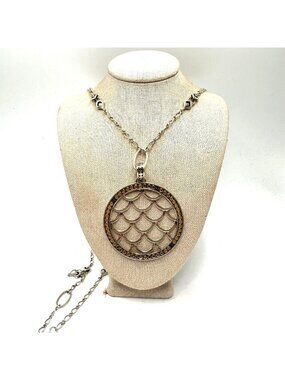John Hardy Sterling Silver 18k Gold Scalloped Dragon Scale Pendant Necklace 42"